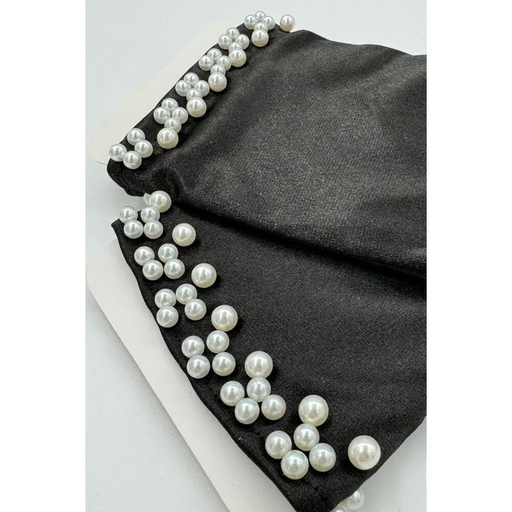 Women's Elegant Black Floral Short Lace Wrist Gloves Bridal Dinner Party Prom